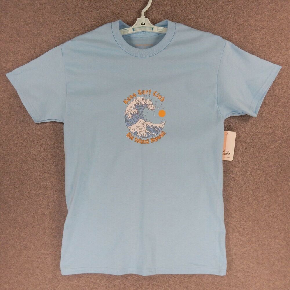 Kona Surf Club Hawaii Mens TShirt Medium Blue  Big Island Wave Ocean Sun Sea HI